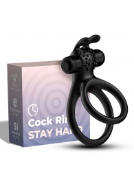 Черное эрекционное виброкольцо с подхватом мошонки Stay Hard - Boys of Toys - в Смоленске купить с доставкой