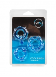 Набор из 3 синих эрекционных колец с различным рельефом - Erowoman-Eroman - в Смоленске купить с доставкой
