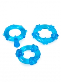 Набор из 3 синих эрекционных колец с различным рельефом - Erowoman-Eroman - в Смоленске купить с доставкой