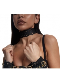 Черный ажурный чокер с золотистой фурнитурой - Crazy Handmade - купить с доставкой в Смоленске