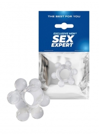 Прозрачное эрекционное кольцо с 6 стимулирующими шариками - Sex Expert - в Смоленске купить с доставкой