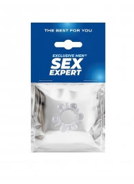 Прозрачное эрекционное кольцо с шариками и шипами - Sex Expert - в Смоленске купить с доставкой