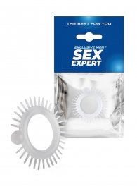 Эластичное эрекционное кольцо с шипиками и шариком - Sex Expert - в Смоленске купить с доставкой