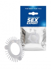 Эластичное эрекционное кольцо с 3 шариками и шипами - Sex Expert - в Смоленске купить с доставкой