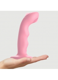 Розовая насадка-стимулятор Strap-On-Me Tapping Dildo Wave - Strap-on-me - купить с доставкой в Смоленске