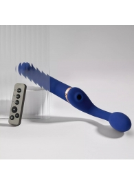 Синий безремневой страпон Multi Orgasm Bendable Strap-On size L с клиторальной стимуляцией - Strap-on-me - купить с доставкой в Смоленске