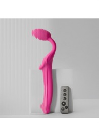 Ярко-розовый безремневой страпон Strap-on-me Vibrating Bendable Strap-On size L - Strap-on-me - купить с доставкой в Смоленске