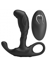 Черный изогнутый массажёр простаты с вибрацией и пультом ДУ - Baile - в Смоленске купить с доставкой