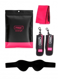 Черно-розовый эротический набор: маска, наручники и повязка - Erokay - купить с доставкой в Смоленске