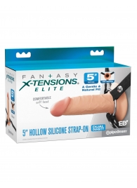 Телесный пустотелый фаллопротез 5’’ Hollow Silicone Strap-On - 14 см. - Pipedream - купить с доставкой в Смоленске