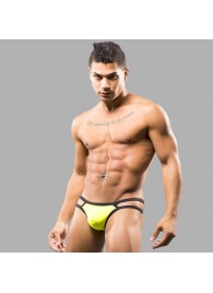 Желтые мужские трусы-стринги с 2 боковыми бретелями - Romeo Rossi купить с доставкой