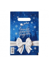 Сине-белый подарочный новогодний пакет с вырубной ручкой (20х30 см) - Сима-Ленд - купить с доставкой в Смоленске