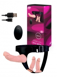 Женский страпон с 3 насадками и вибрацией - Erowoman-Eroman - купить с доставкой в Смоленске