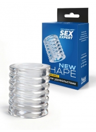 Прозрачная сквозная насадка на пенис с ребрышками - Sex Expert - в Смоленске купить с доставкой