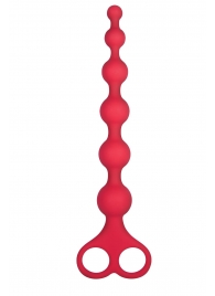 Красная анальная цепочка Ribbed Silicone Anal Beads - 26 см. - NMC