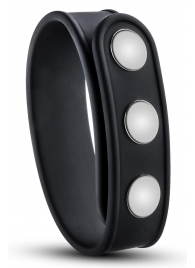 Черное эрекционное кольцо на кнопках - Blush Novelties - в Смоленске купить с доставкой