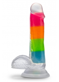 Яркий люминесцентный фаллоимитатор Rainbow Rave - 16,5 см. - Blush Novelties