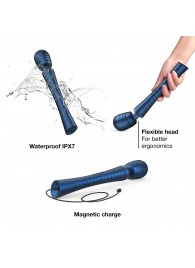 Синий вибромассажёр с насадками Man.wand Edgy - Manwan - в Смоленске купить с доставкой