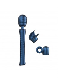 Синий вибромассажёр с насадками Man.wand Edgy - Manwan - в Смоленске купить с доставкой