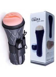 Телесный мастурбатор-вагина в черной колбе с вибрацией - Boys of Toys - в Смоленске купить с доставкой