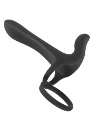 Черная насадка на член с вибрацией Couple’s Vibrator - Orion - в Смоленске купить с доставкой