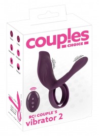 Фиолетовая насадка на член с клиторальным отростком и пультом ДУ RC Couple’s Vibrator 2 - Orion - в Смоленске купить с доставкой