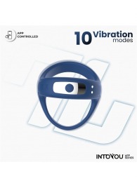 Синее интерактивное эрекционное виброкольцо Rank - Intoyou - в Смоленске купить с доставкой