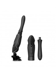 Черная секс-машина с функцией нагрева, насадками и присоской Sesh - Zalo - купить с доставкой в Смоленске