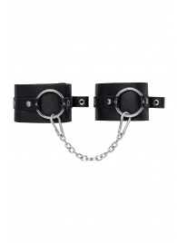 Черные оковы из толстой кожи с люверсами - Pecado - купить с доставкой в Смоленске