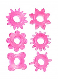 Набор из 6 розовых эрекционных колец с различным рельефом - Erowoman-Eroman - в Смоленске купить с доставкой