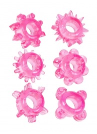 Набор из 6 розовых эрекционных колец с различным рельефом - Erowoman-Eroman - в Смоленске купить с доставкой