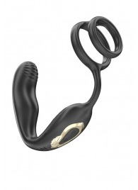 Черная анальная пробка с вращением и эрекционными кольцами - Ibiza - в Смоленске купить с доставкой