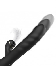 Черный вибратор-кролик с функциями пенетрации и всасывания - 23,5 см. - Ibiza