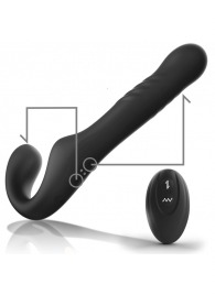 Черный безремневой страпон с вибрацией и возвратно-поступательными движениями - 24 см. - Ibiza - купить с доставкой в Смоленске