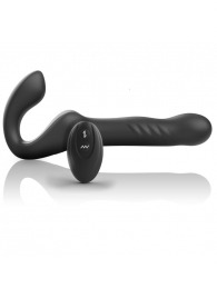 Черный безремневой страпон с вибрацией и возвратно-поступательными движениями - 24 см. - Ibiza - купить с доставкой в Смоленске