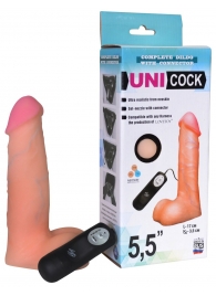 Фаллическая насадка Харнесс UNICOCK 5,5  с вибрацией - 17 см. - LOVETOY (А-Полимер) - купить с доставкой в Смоленске