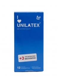 Классические презервативы Unilatex Natural Plain - 12 шт. + 3 шт. в подарок - Unilatex - купить с доставкой в Смоленске