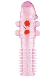 Гелевая розовая насадка с шариками и шипами - 14 см. - ToyFa - в Смоленске купить с доставкой