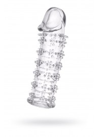 Гелевая прозрачная насадка с шипами - 12 см. - Toyfa Basic - в Смоленске купить с доставкой