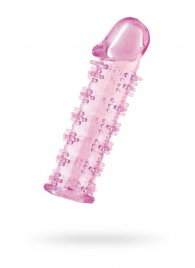 Гелевая розовая насадка на фаллос с шипами - 12 см. - Toyfa Basic - в Смоленске купить с доставкой