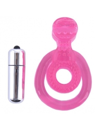 Розовая вибронасадка со стимулятор клитора   Язычок - Toyfa Basic - в Смоленске купить с доставкой