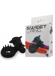 Чёрное эрекционное виброкольцо Sweet Ring с дельфинчиком - Baile - в Смоленске купить с доставкой
