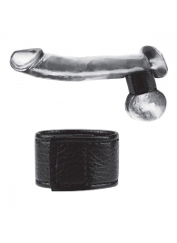 Чёрная утяжка на мошонку 1  Velcro Ball Stretcher - BlueLine - купить с доставкой в Смоленске