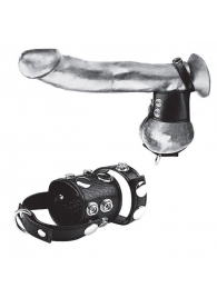 Утяжка на пенис и мошонку Cock Ring With 1.5  Ball Stretcher And Optional Weight Ring - BlueLine - купить с доставкой в Смоленске