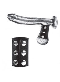 Чёрная утяжка на кнопках 100% PVC STRAP WITH METAL SNAP - BlueLine - купить с доставкой в Смоленске