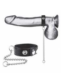 Утяжка на пенис с поводком Snap Cock Ring With 12  Leash - BlueLine - купить с доставкой в Смоленске