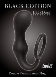 Чёрное эрекционное кольцо с анальной пробкой Double Pleasure Anal Plug - Lola Games - в Смоленске купить с доставкой