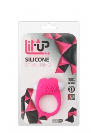 Розовое эрекционное кольцо с щеточкой LIT-UP SILICONE STIMU RING 5 - Dream Toys - в Смоленске купить с доставкой