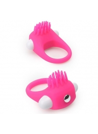 Розовое эрекционное кольцо с щеточкой LIT-UP SILICONE STIMU RING 5 - Dream Toys - в Смоленске купить с доставкой