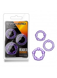 Набор из 3 фиолетовых эрекционных колец Stay Hard Beaded Cockrings - Blush Novelties - в Смоленске купить с доставкой